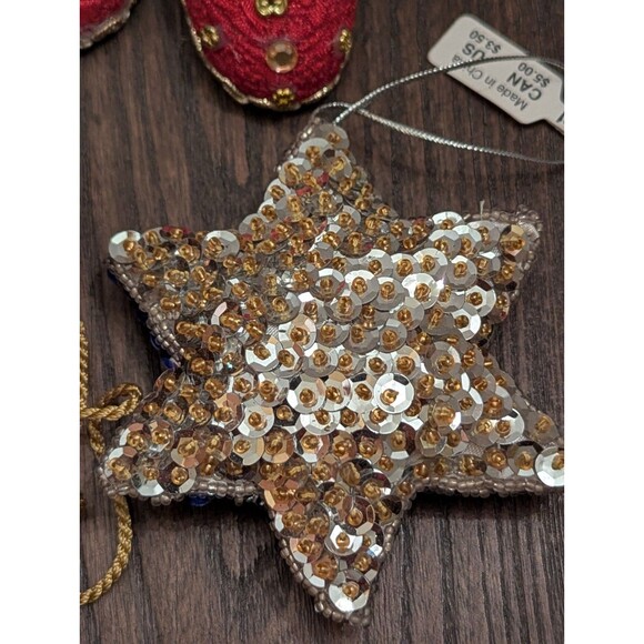 VTG Pier One Christmas Ornaments Rhinestone Jeweled Beaded Embroidered Tassled - Picture 8 of 12